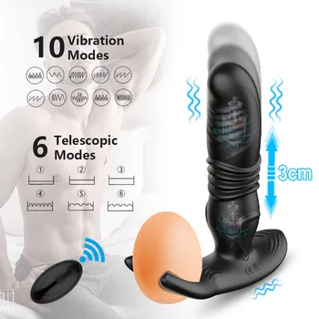 Silicone Anal Vibrator Thrusting Prostate Stimulator Massager Cock Lock Anal Plug Women ButtPlug Sex Toys Dildos for Men Gay 5