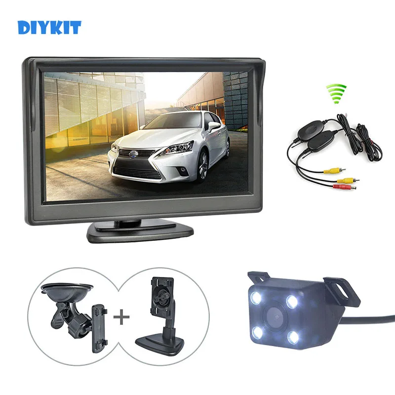 

Беспроводной 5-дюймовый ЖК-дисплей TFT от DIYKIT, фото, цвет, ночное видение, автомобильная камера, комплект системы безопасности для парковки