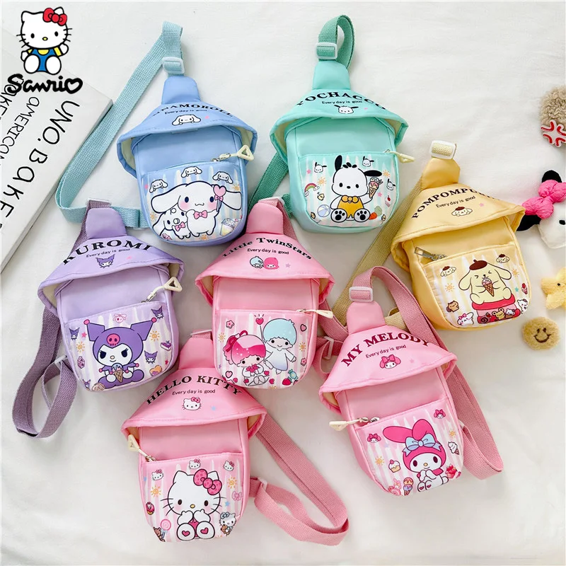 

New Sanrio Chest Bags Children's Backpack Cinnamoroll Kuromi My Melody KT Shoulder Bags Student Bags Kids Gifts Toys Wholesale