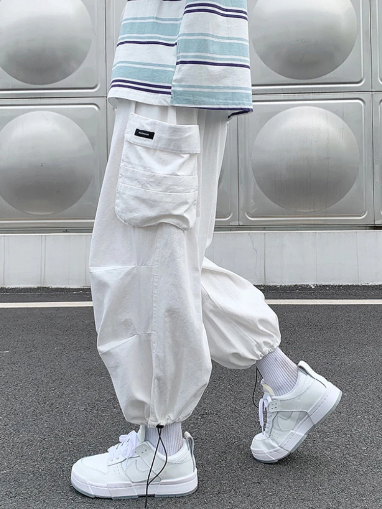 Men Jogger Solid Color Drawstring Warm Oversized Jogging Pants Sweatpants Trousers Casual Sports Long Pants with Woven Tape