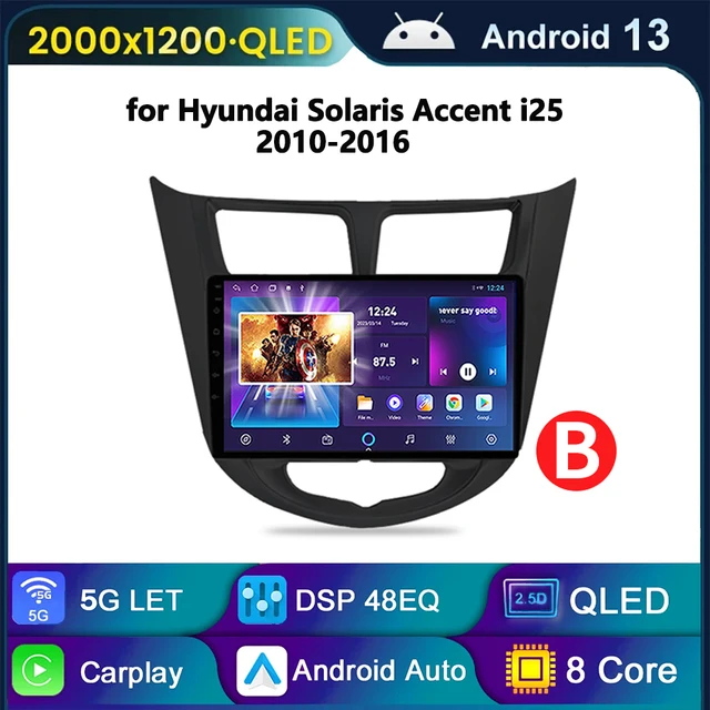 For Hyundai Solaris Accent i25 2010-2016 Car Radio Multimedia Player Navigation Android 13 Dvd 2 Din GPS Carplay Stereo audio