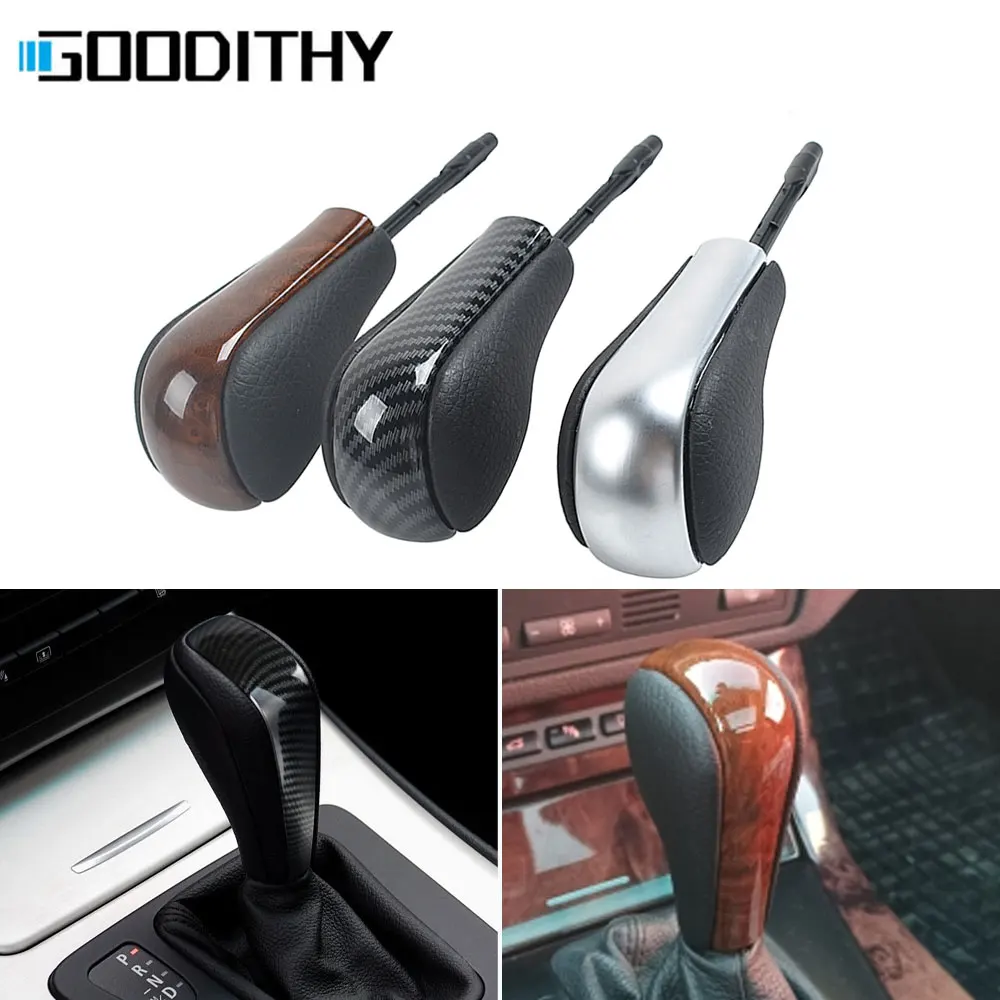 Car Automatic Black Carbon Fiber Gear Shift Knob Lever Stick