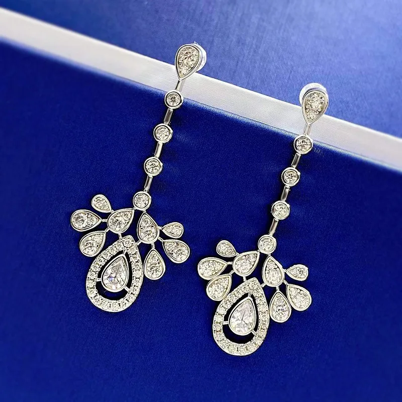 Bague Ringen 925 Sterling Silver Zircon Drop Earrings Simple Water Drop White Gemstone Wedding Anniversary Jewelry Female Gifts