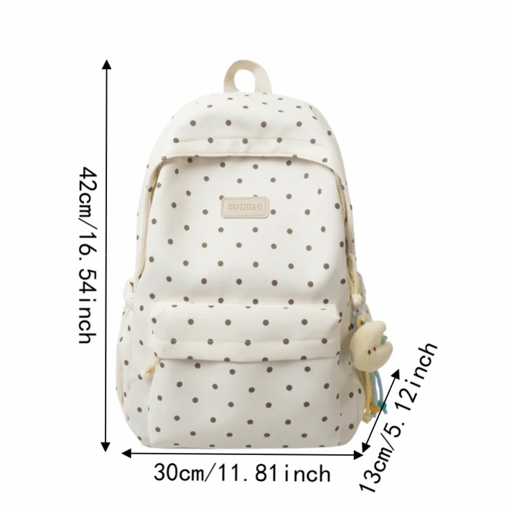 Zaino a Pois con Doppia Tracolla per Uso Quotidiano, Grande Capacità, Carino Zaino da Viaggio Leggero e Resistente, Borsa per Scuola e Ufficio - immagine 6