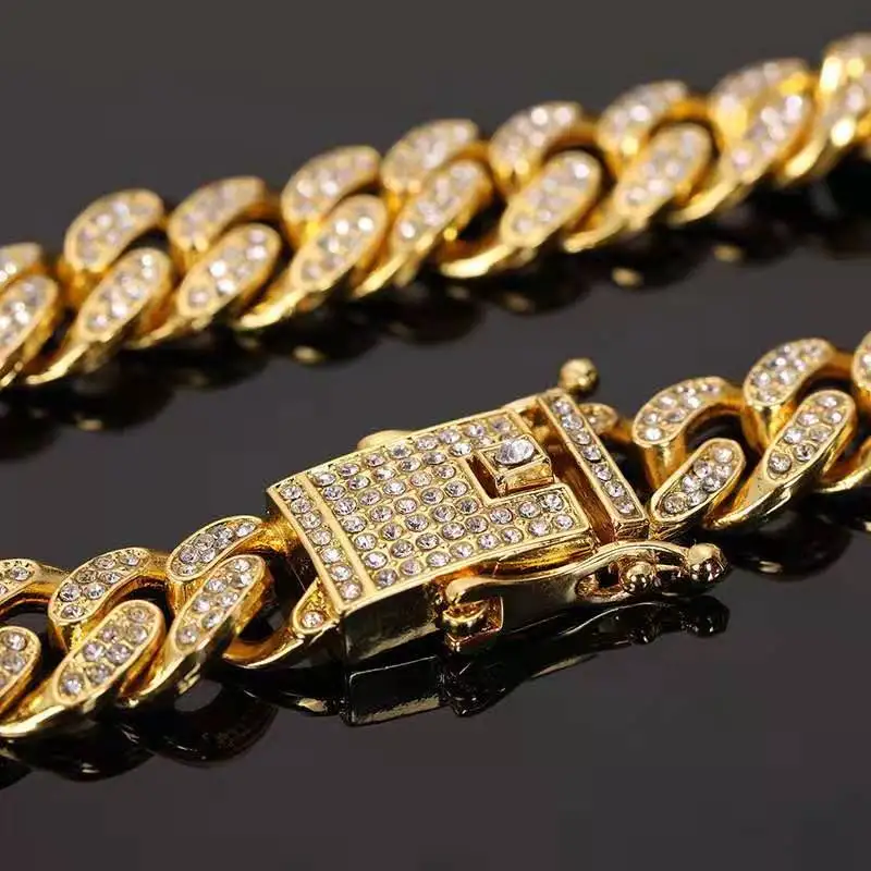 Iced Out Chain Bracelet Watches for Men Women Full Iced Out Watch Wrist Watch Hip Hop Jewelry Mens Watch Set Reloj Dropshipping