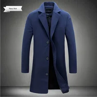 Manteau Long en coton pour hommes, mélange de laine, couleur Pure, décontracté, mode Business, vêtements pour hommes, veste coupe-vent Slim, nouvelle collection printemps automne 2024 4
