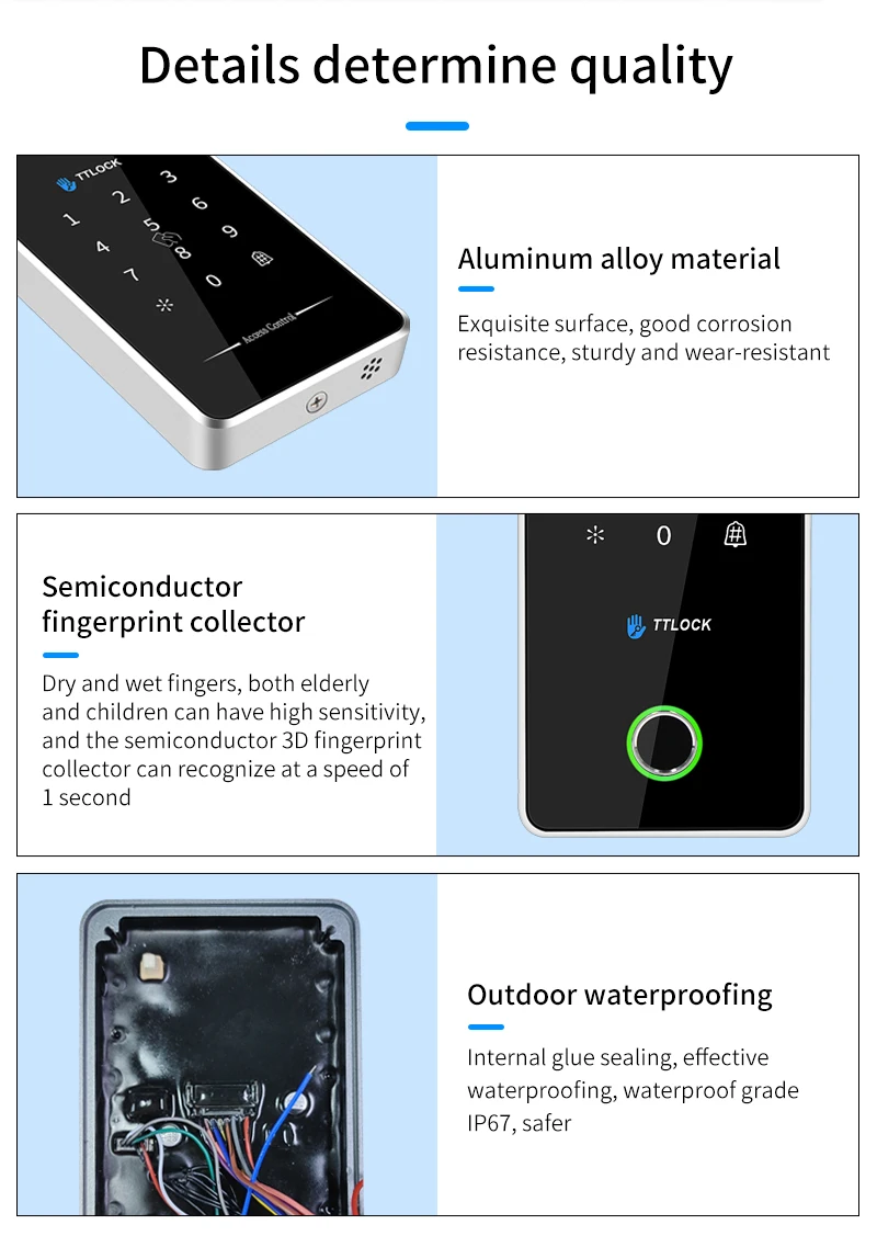 MJ02 TTLOCK APP Bluetooth Outdoor Fingerprint NFC Bluetooth Rfid Passcode Card I