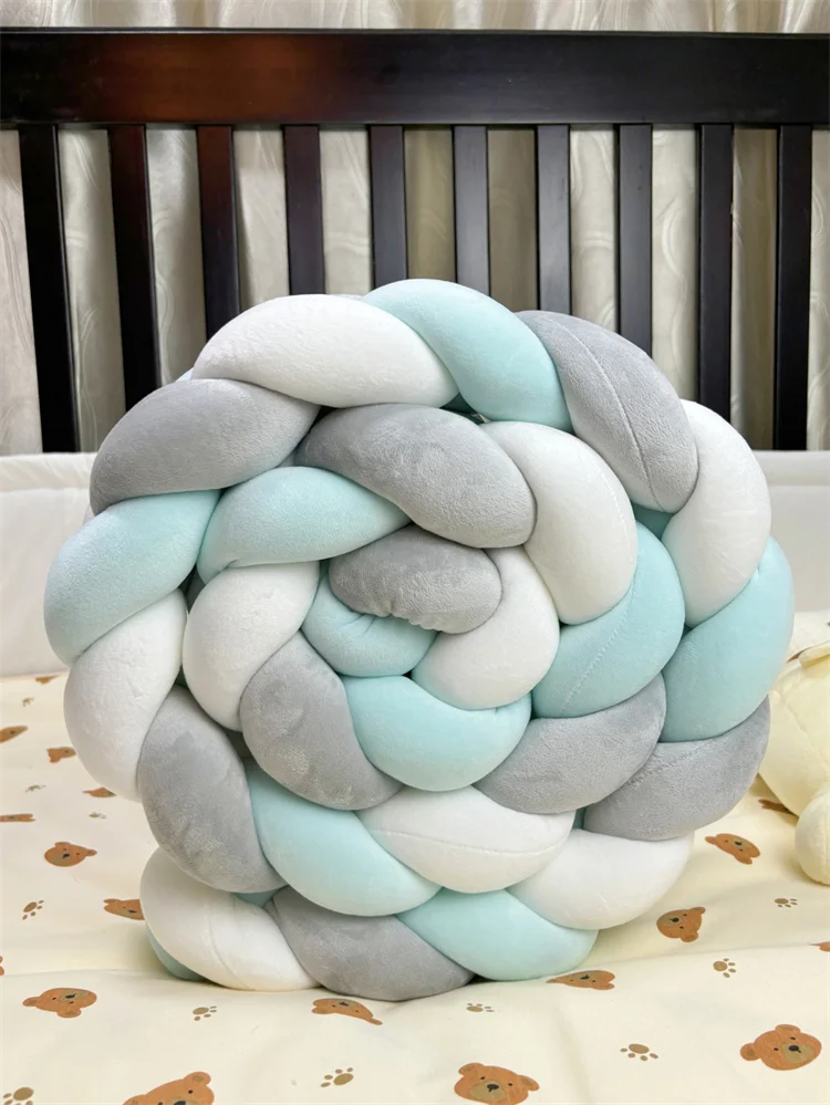 1M/2M/3M/4M Baby Bed Bumper Infant Cradle Cot Protector Knot Braid Bumper Plush Pillow Cushion Crib Anti-collision Room Decor crib bumper
