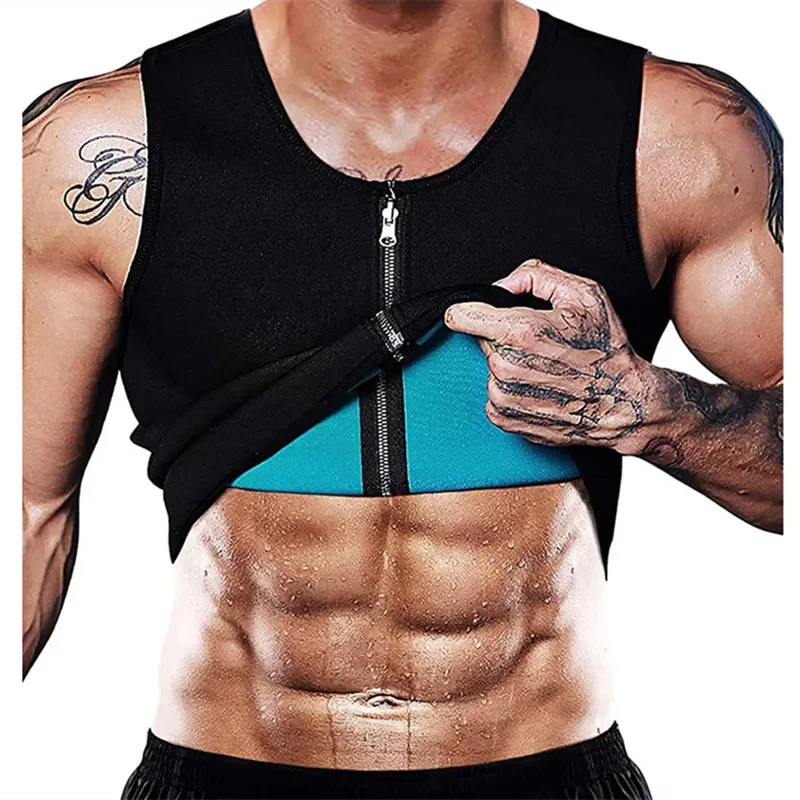

2024 New Men Vest Men's Compression Vest Men's Sports Sweat Fitness Wear Corset Zipper Vest Shapewear