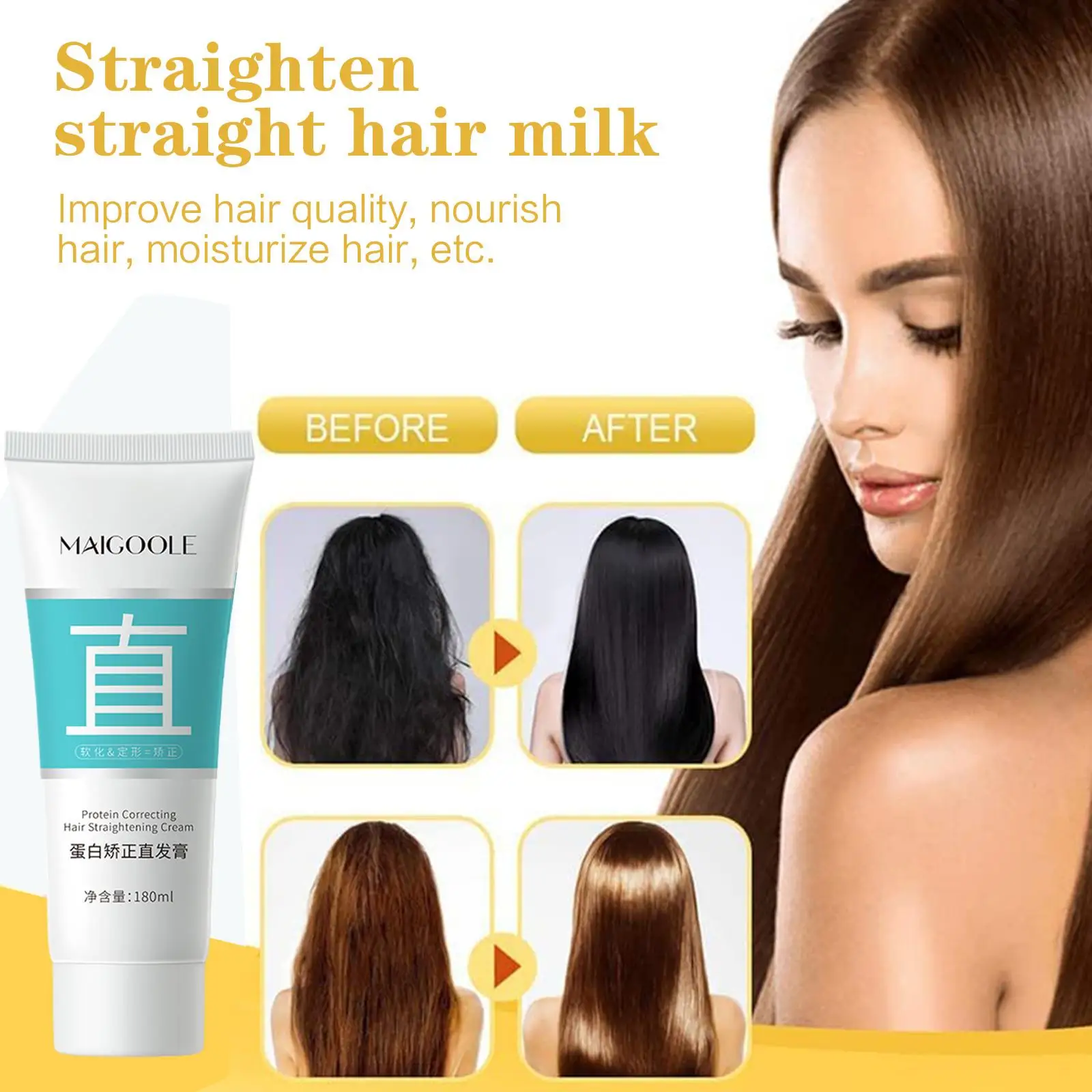 180ml Keratin Protein Correcting Hair Straightening Not Soften Hurt Hair And Nutrition Hair Moisture Replenish Easily Cream X9P3