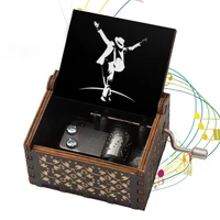 Source Factory Wooden Music Box Wooden Hand Crank Ornament Music Box Michael Jackson Music Box Wholesale 2
