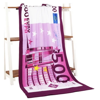 500 Euro Bill Money Printed Bathroom Bath Towel Shower Towel Super Soft Absorbent Microfiber Beach Towel Face Towel