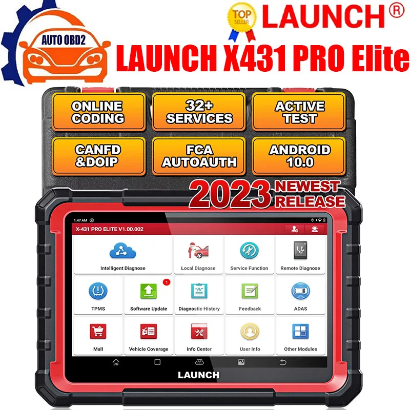 

LAUNCH X431 PRO ELITE CAN FD/DOIP Car Diagnostic Scanner Auto OBD OBD2 Code Reader Tools Bi-directionnal Control ECU Coding