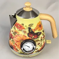 Bouilloire électrique avec décalcomanie de peinture rétro 1,7 l, eau bouillante avec thermomètre, mise hors tension automatique, théière en acier inoxydable 304 1850W 3