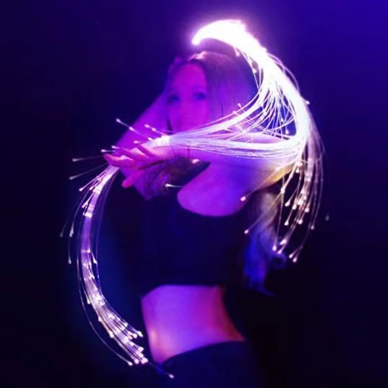 LED Ambient Light Fiber Optic Lamp USB Rechargeable Fiber Optic Whip Dance Party Lighting