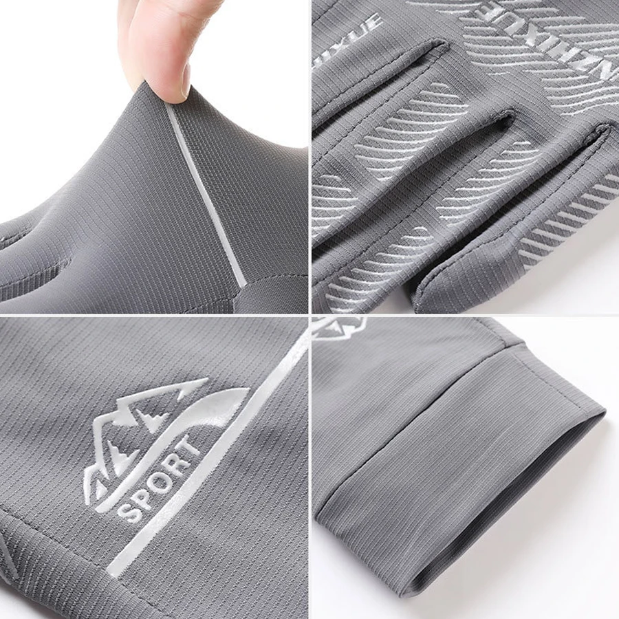 Men's Ice Silk Breathable, Cool, Sunscreen, UV Protection, Cycling, Sports, Fishing, Non slip All Finger Gloves 4