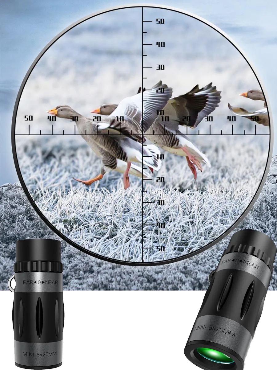 Mini Pocket 8x20 Prime Monocular Telescope with Cross Scale Ranging High Definition Optical Glass for Hiking Camping Wildlife 2