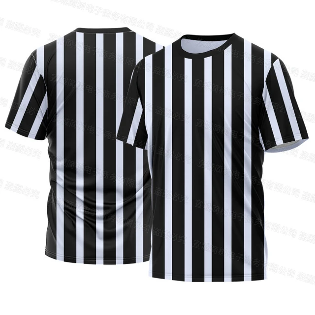 Camiseta de árbitro de fútbol y baloncesto para hombre, camiseta de manga  corta a rayas con cuello en V, ropa deportiva para árbitro profesional -  AliExpress