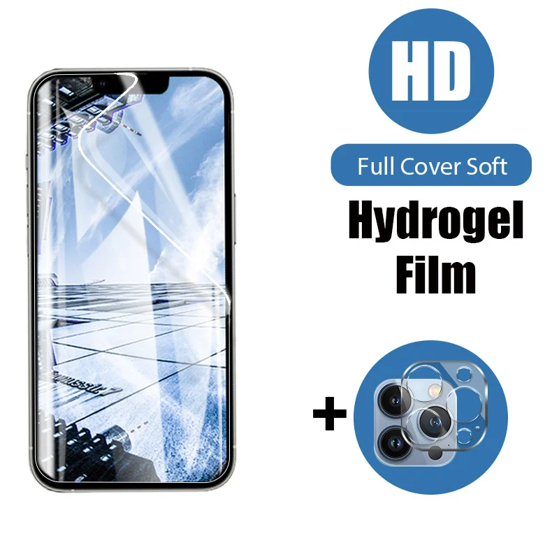 

2IN1 Full Cover Hydrogel Film Screen Protector For iPhone 7 8 6 6s Plus Camera Lens For iPhone X XR XS MAX 11 12 13 Pro Max