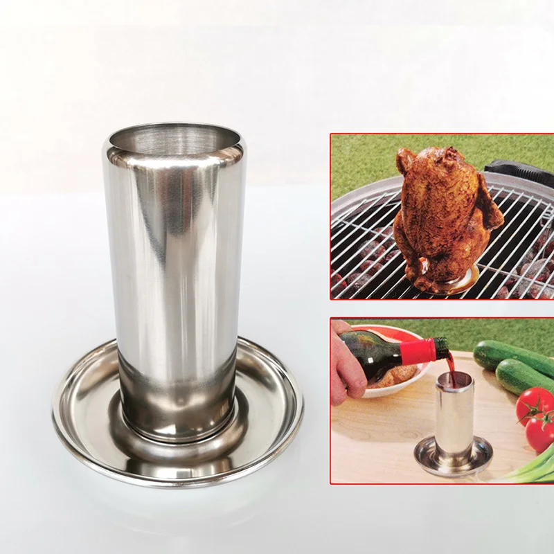 Easy Clean Up Stainless Steel Vertical Poultry Turkey Chickens Roaster Rack With Roasting Pan For Oven or Barbecue Grill Stand