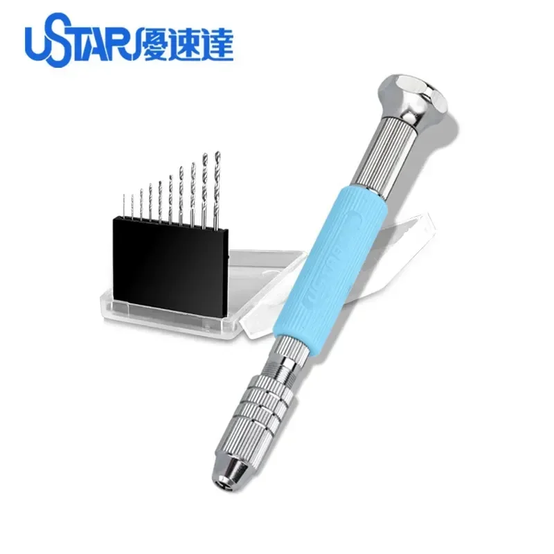 Ustar UA91300A 핸드 드릴 및 0.3mm1.2mm 드릴 비트 세트 - 모델 취미 DIY 조립 드릴링 액세서리
