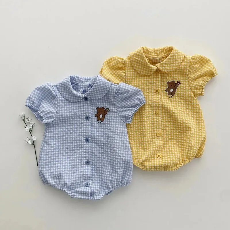 

2023 летняя одежда для новорожденных MILANCEL, боди с пышными рукавами для маленьких девочек, цельное боди с вышивкой
