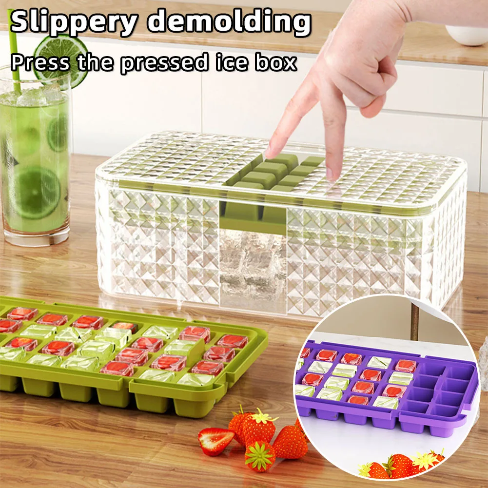 

Purple/Green 96 Grid Ice Cubes Mold Reusable Quick Demoulding Ice Maker For Summer Drinking