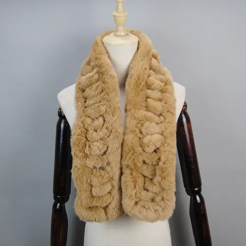 2026 New Arrivals Women Real Rex Rabbit Fur Scarf Lady Fashion Knitted Warm Soft Winter 100% Natural Real Rex Rabbit Fur Muffler - Image 16