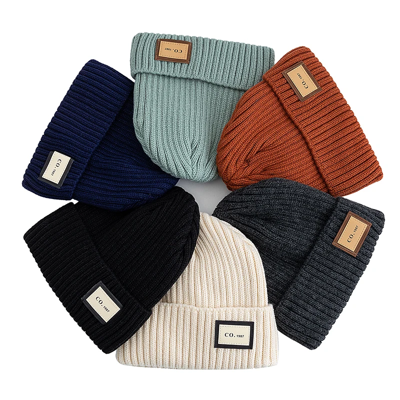 Hot Sale Unisex Warm Winter Hat Plush Fur Lining Warm Cap 1987 Letter Beanie Hat For Men Women Outdoor Ski Sports Knitted Hat