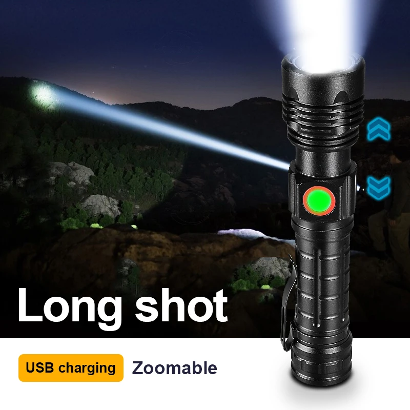 

Компактный портативный фонарик высокой мощности, светодиодный перезаряжаемый фонарик, ударопрочный водонепроницаемый фонарик с 5 режимами работы, ручной фонарик