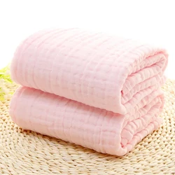 Luxurious Pure Cotton Baby Swaddle and Bath Towel - Soft 6-Layer Muslin Blanket (A)