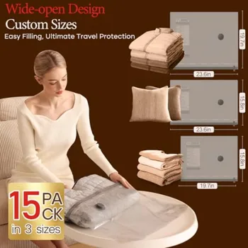 Vacuum Bags for Travel with Rechargeable air Pump Carry-on Size Compression Packing Bags for Luggage and Suitcase Space Saver f 3