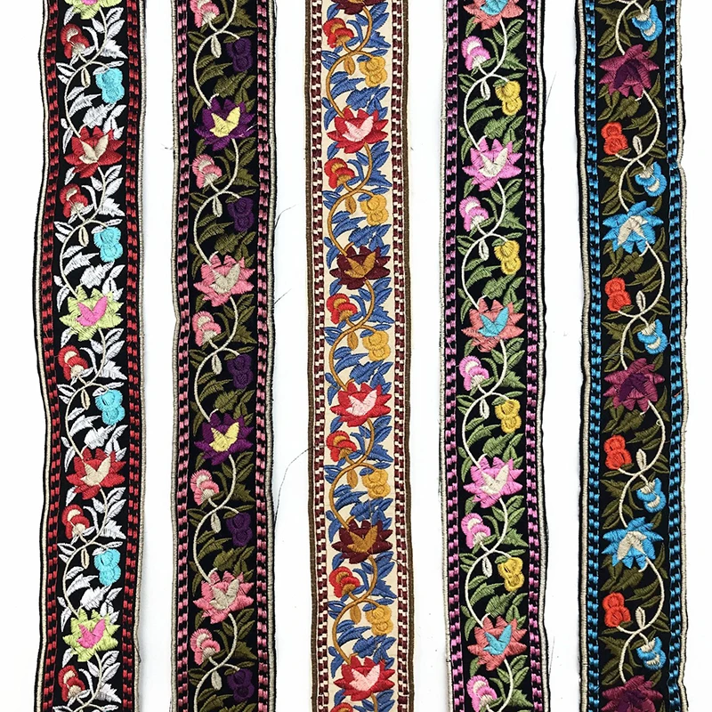 Lace Ribbon Lace Garment Accessories Lace Sewing Supplies Lace Sewing Accessories Lace Accessories 1 Yards Ethnic Embroidered Rose Lace Trim Jacquard Ribbon for Garment Accessories DIY Craft Making Flower Sewing Supplies