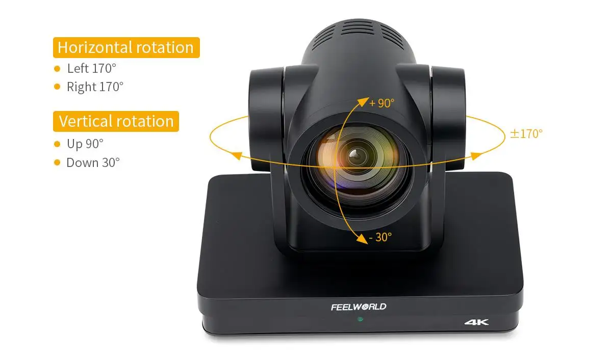 FEELWORLD UHD4K12X 4K PTZ Camera 12X Optical Zoom, Auto Focus SDI HDMI USB IP Remote Control Multiple Video Outputs