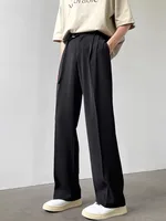 Pantalon droit rétro haut de gamme pour hommes, marque tendance, ample, jambes larges, décontracté, marques de luxe originales 6