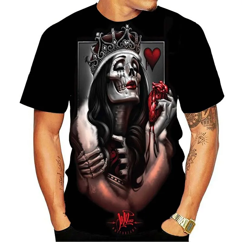 

Beauty Rock 3D Skeleton T-shirt Men's Motor Punk 3D Men's Motor T-shirt Men's Premium Summer T-shirt Men's Mode