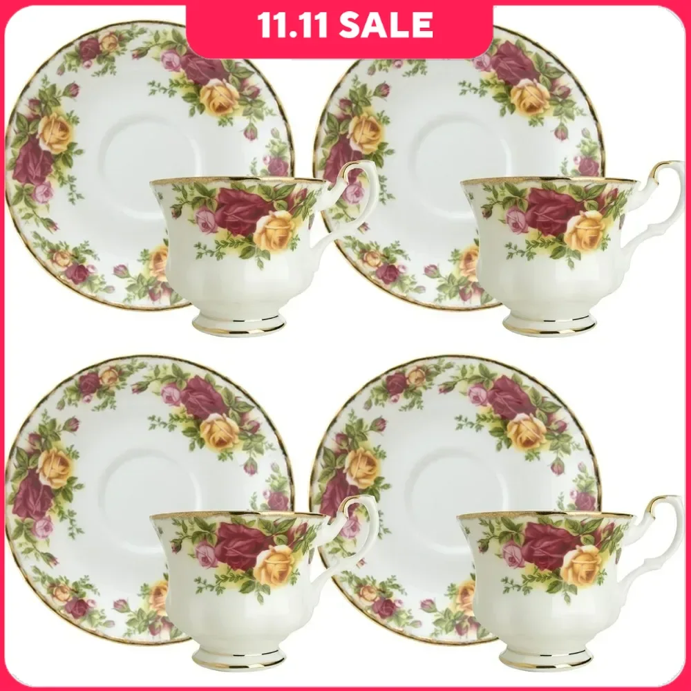 Royal Albert Old Country Roses Teacups and Saucers Set of 4