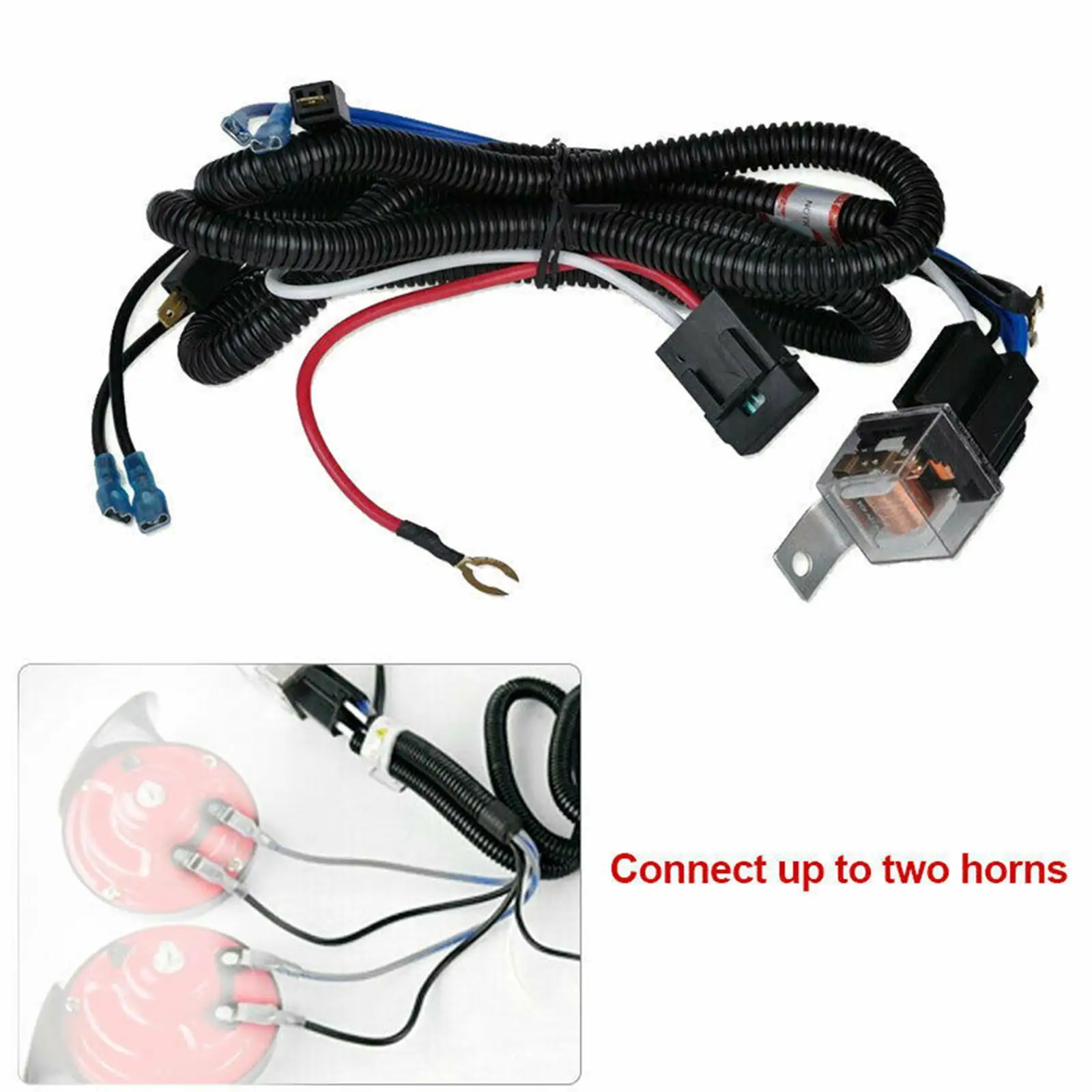 12V / 24V Horn And Wire Harness Relay for Car Grille Assemble Blast Sound Total Length 170cm Auto Spare Parts