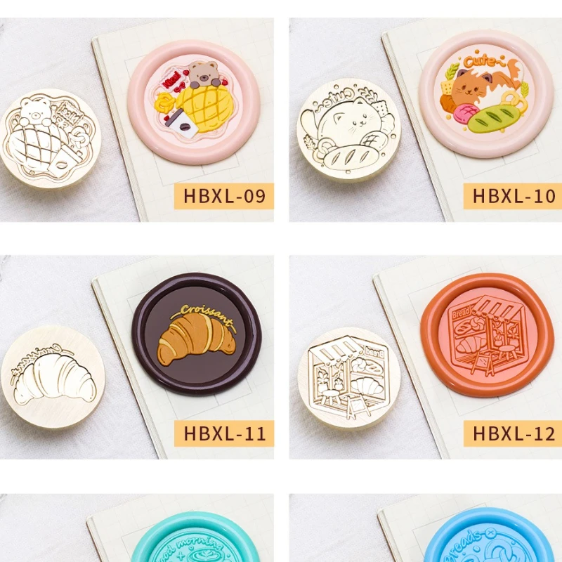 Cartoon Food Baking Series Lacquer Seal Head Cake Croissant Pattern Envelope Hand Account Gift Box Decoration