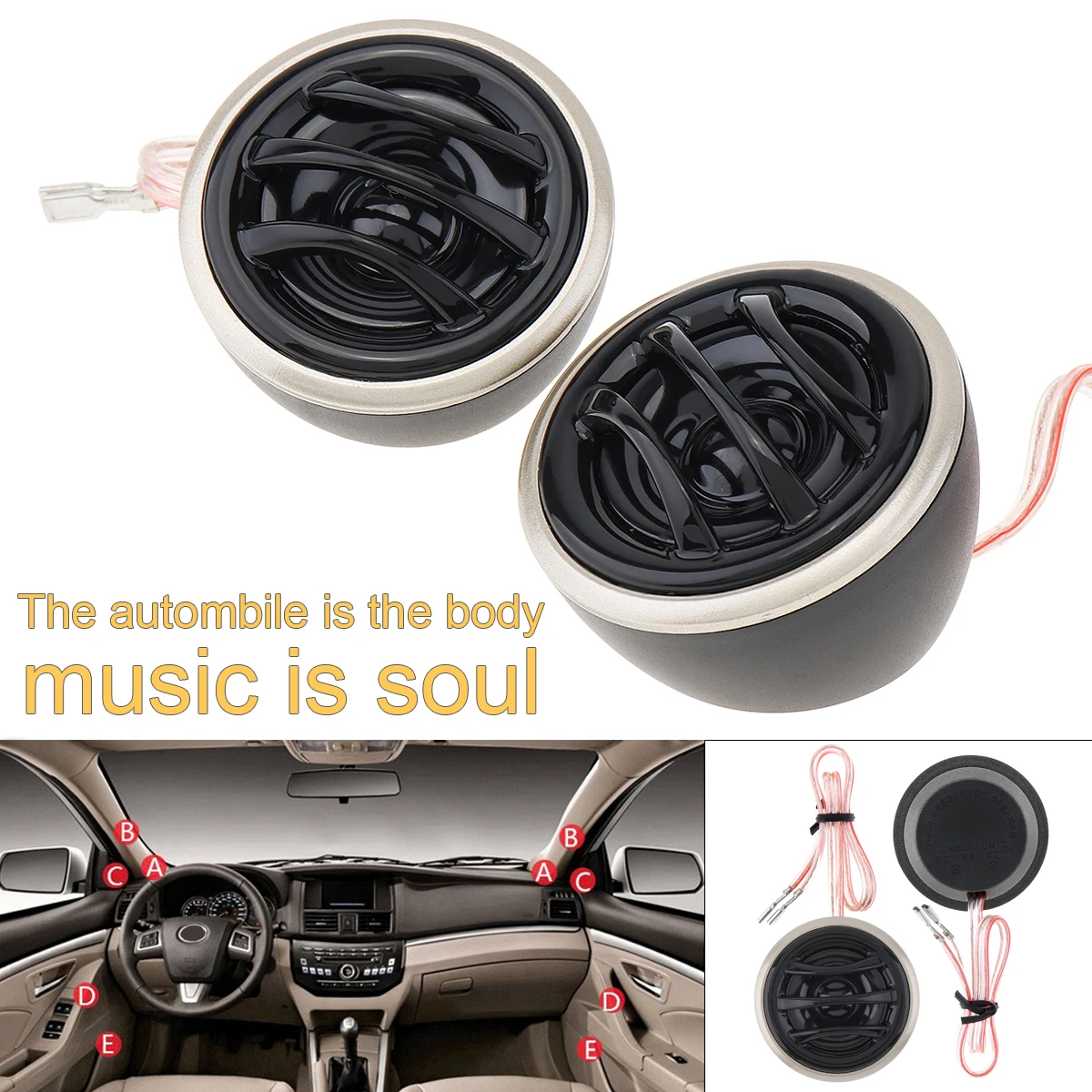 

2pcs 130W Mini Dome Tweeter Universal High Efficiency Car Speakers for Car Audio System