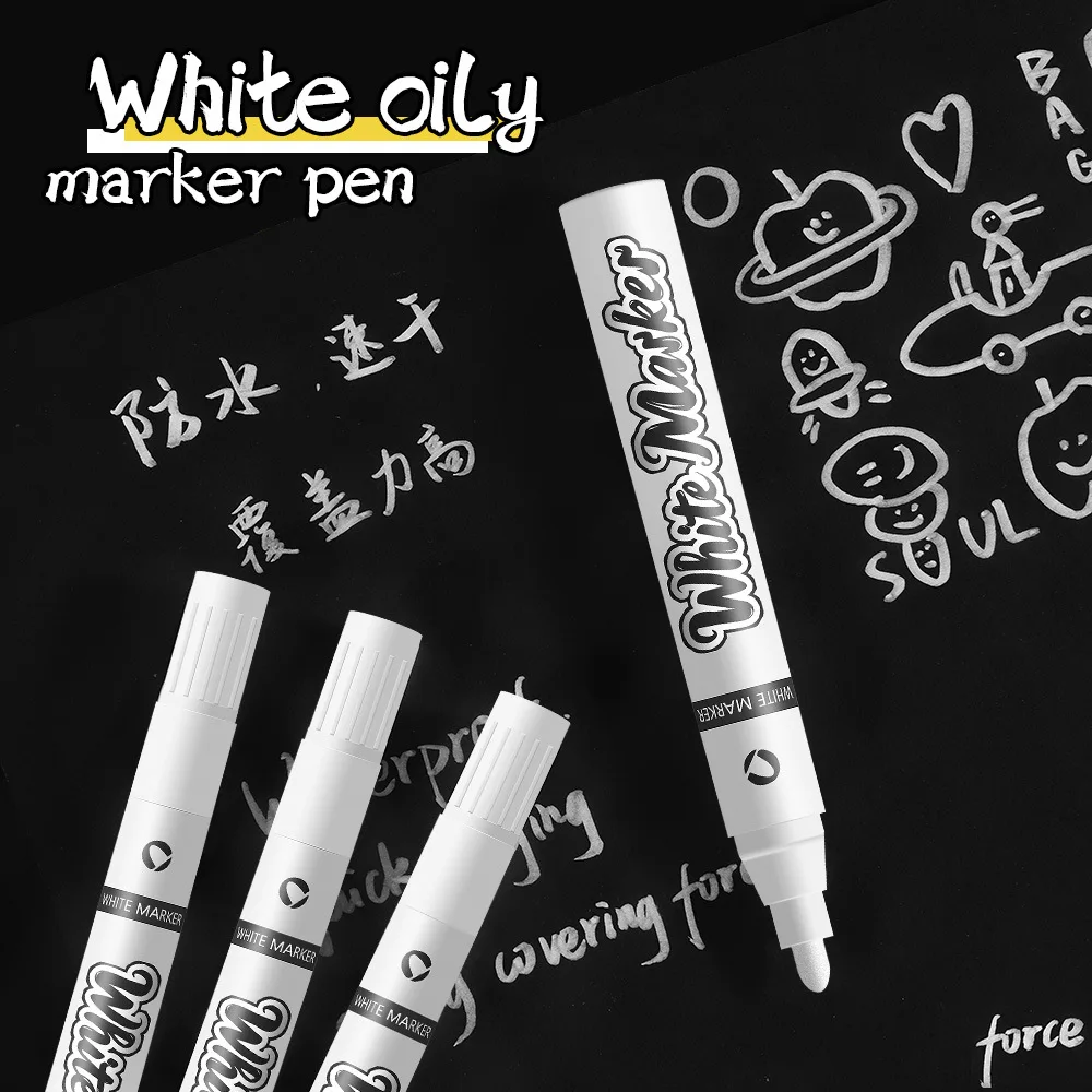 1-Color White Marker Pen, Large Capacity Advertising Poster Pen, High Gloss White Marker Children's Graffiti Drawing Pen