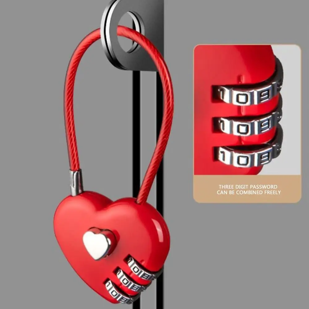 Fashion Heart Style 3 Digit Password Combination Lock New Love Password Lock Password Code Padlock Concentric Lock Padlock