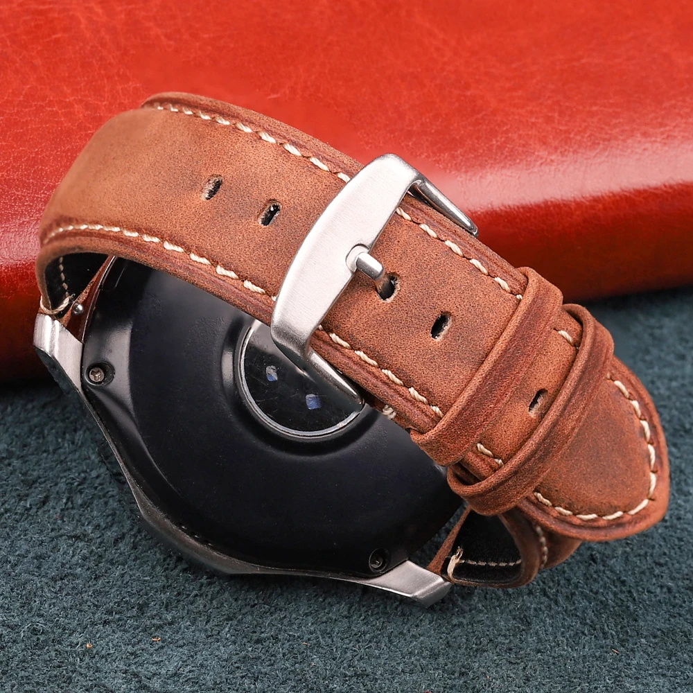 Premium Matte Cowhide Leather Watch Strap with Quick Release and Steel Buckle