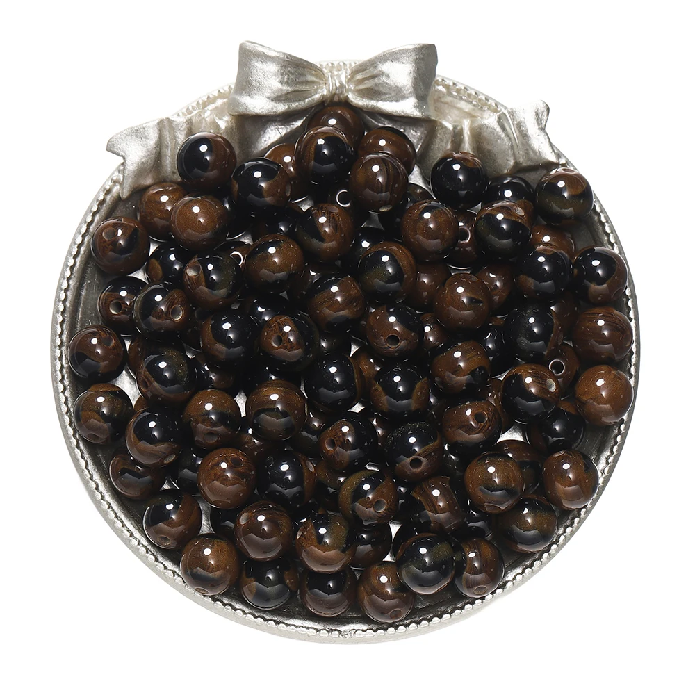 Glitter Cat Eye Resin Beads - Round Loose Beads