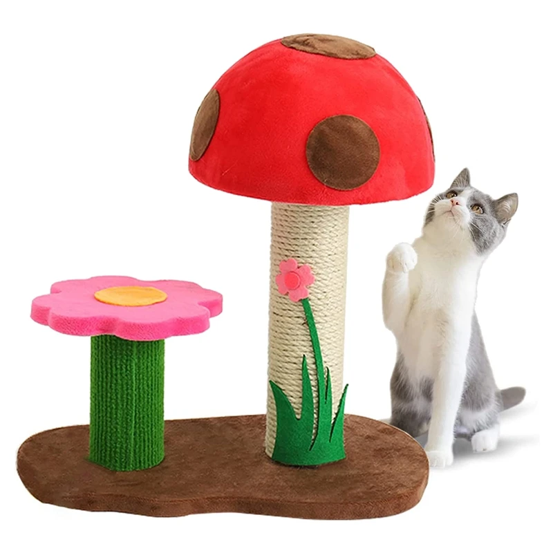 

Когтеточка для кошек, Когтеточка для когтей с грибами, маленький домик для кошек и деревьев, Обучающие интерактивные игрушки для котят и кошек в помещении