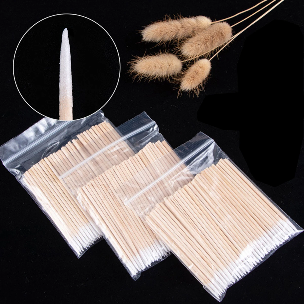 Wooden Eyebrow Eyeline Cotton Swab Lip Gloss Pointy Swabs Cleaning Sticks Eyelash Extension Applicators 100 300 500Pcs cotton swabs