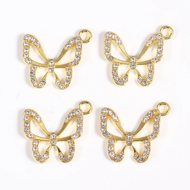 10 Stück brillante klare Kristallkrone, Blume, Schleife, Schmetterling, Perle, Legierung, Anhänger, Charm, DIY-Schmuckherstellung, hochwertiges Schmuckstück, Geschenk – Detail 7