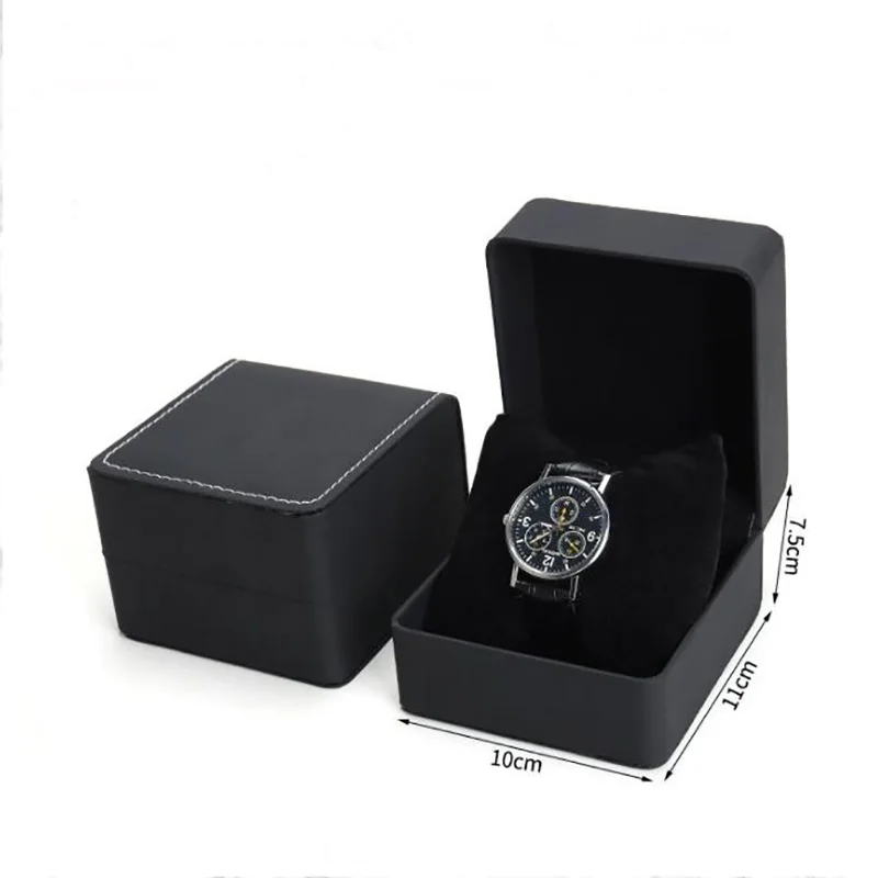 High Quality Black Jewelry Organizer Box Engagement PU Watch Boxes Wedding Birthday Paper Handle Bag Party Gift Carrying Cases