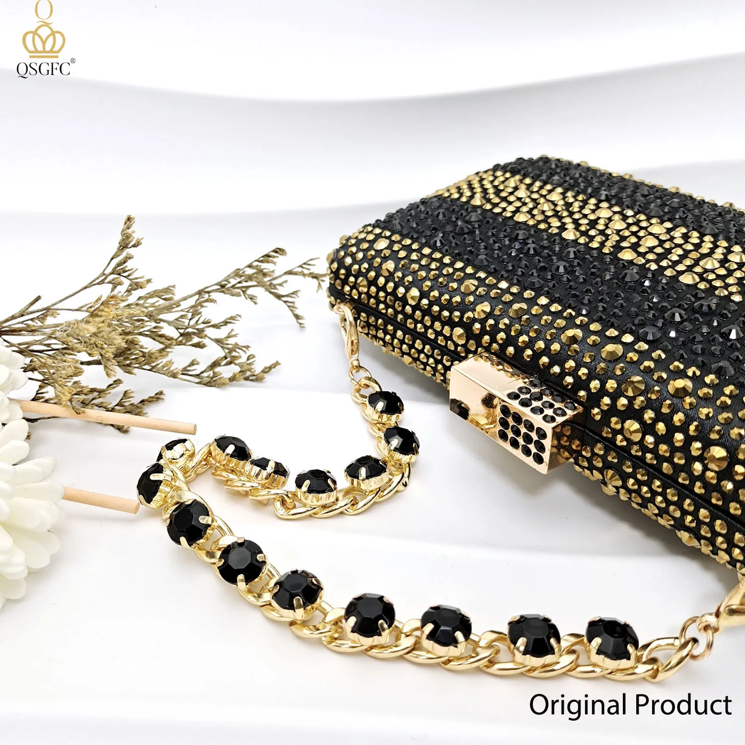 QSGFC Ladies High Quality Women's Pumps And Bag Italian Fashion Design Black Gold Color Bag For Nigeria Wedding Party - Image 3