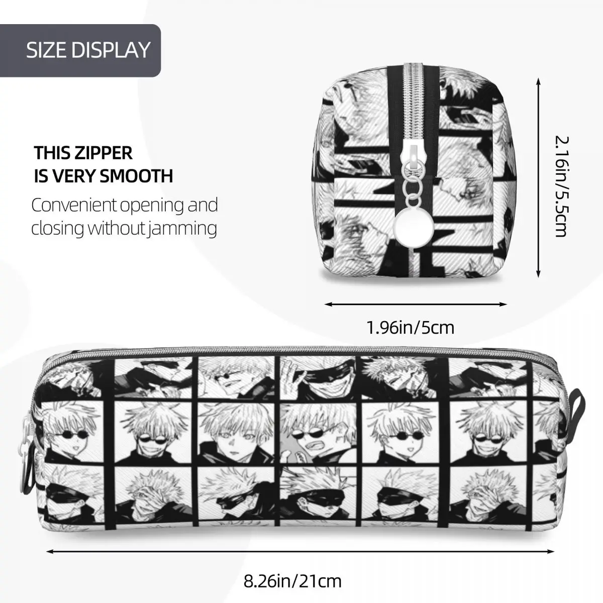 Jujutsu Gojo Satoru Collage Kaisen Pencil Case Comic Pencilcases Pen Holder for Student Large Storage Bag Supplies Stationery